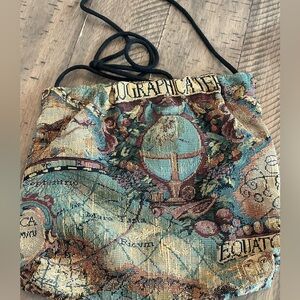 Map Print Tapestry Crossbody or Shoulder Purse Bag Vintage